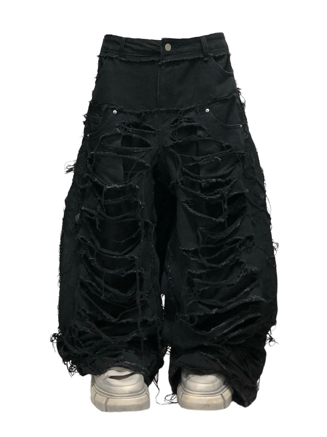 (受注)back over layered black denim pants