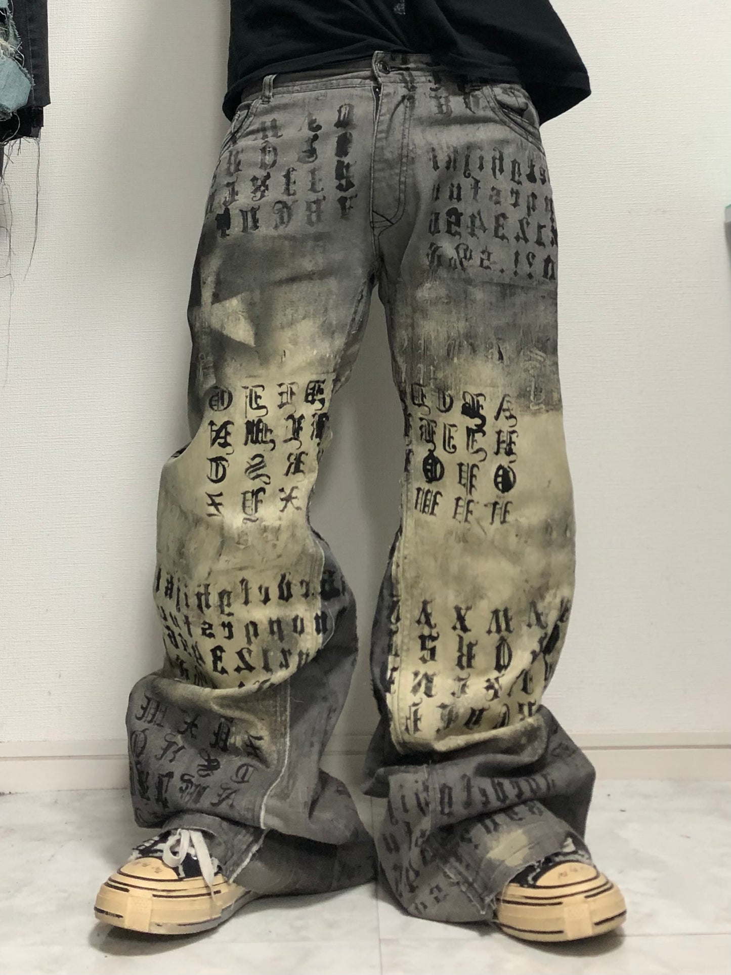 punk error denim pants