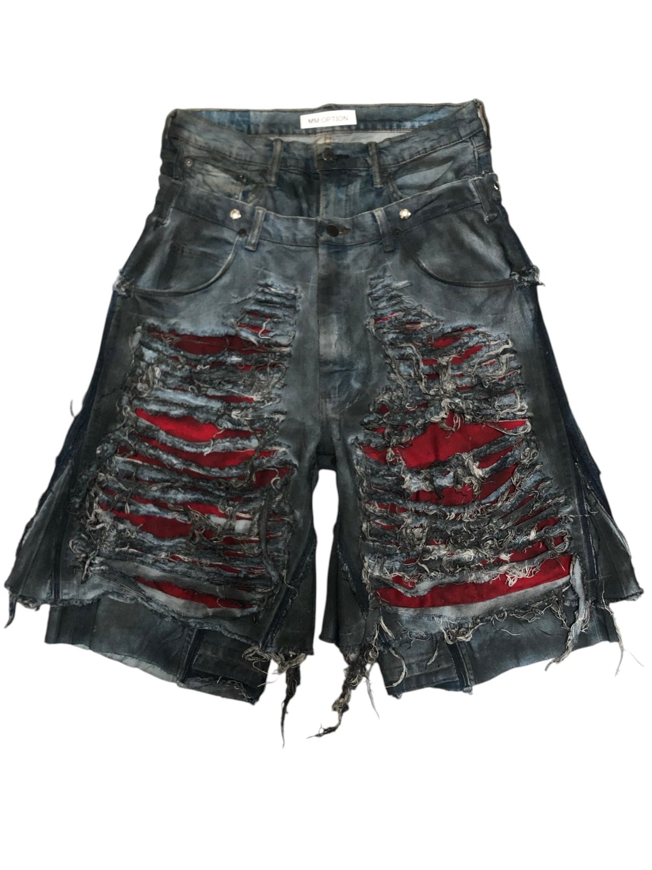 AFTERLIFE damage denim half pants