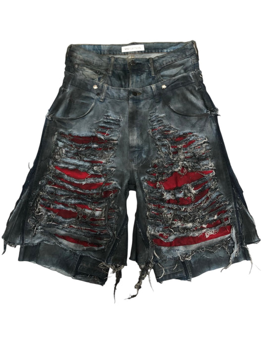 AFTERLIFE damage denim half pants