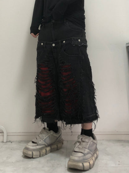 docking death half denim pants