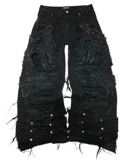 (受注)all damage devil black denim pants