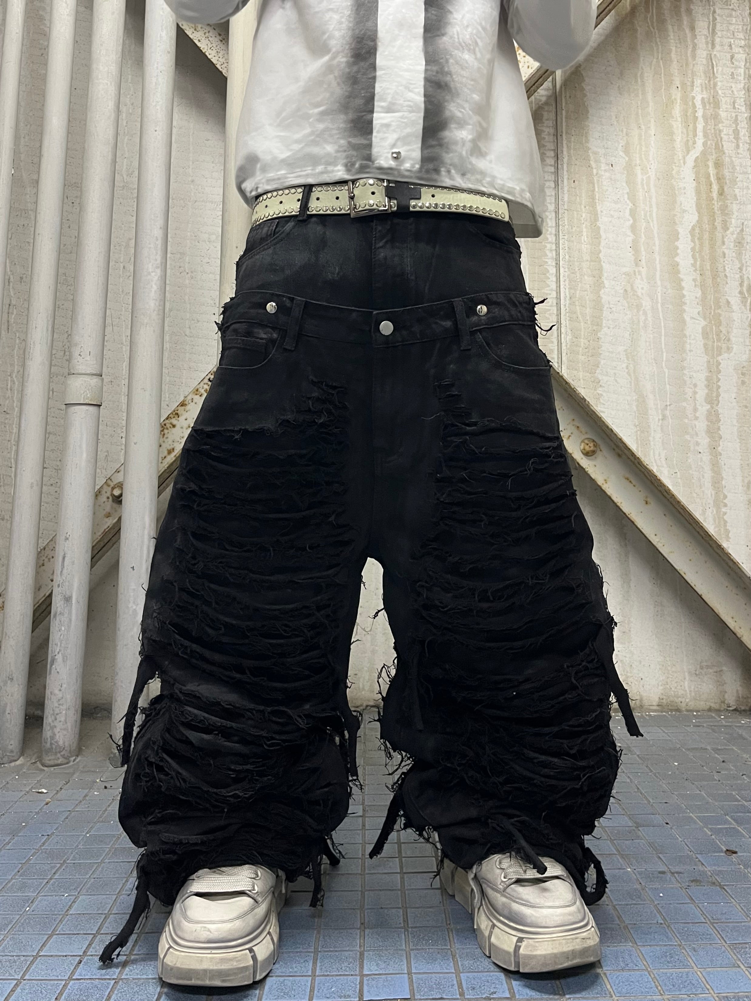 (受注)docking damage denim pants