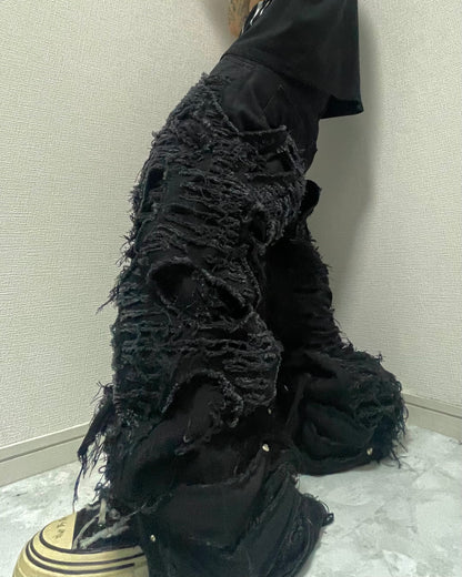 (受注)all damage devil black denim pants