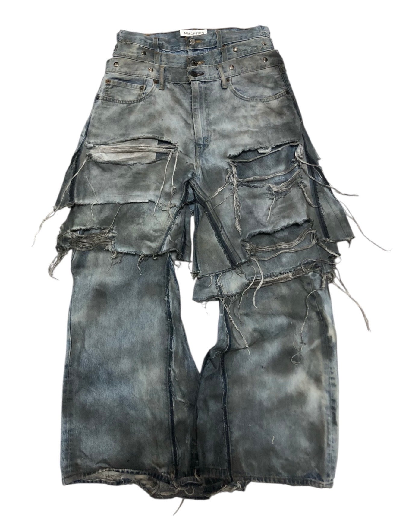layered damage denim pants