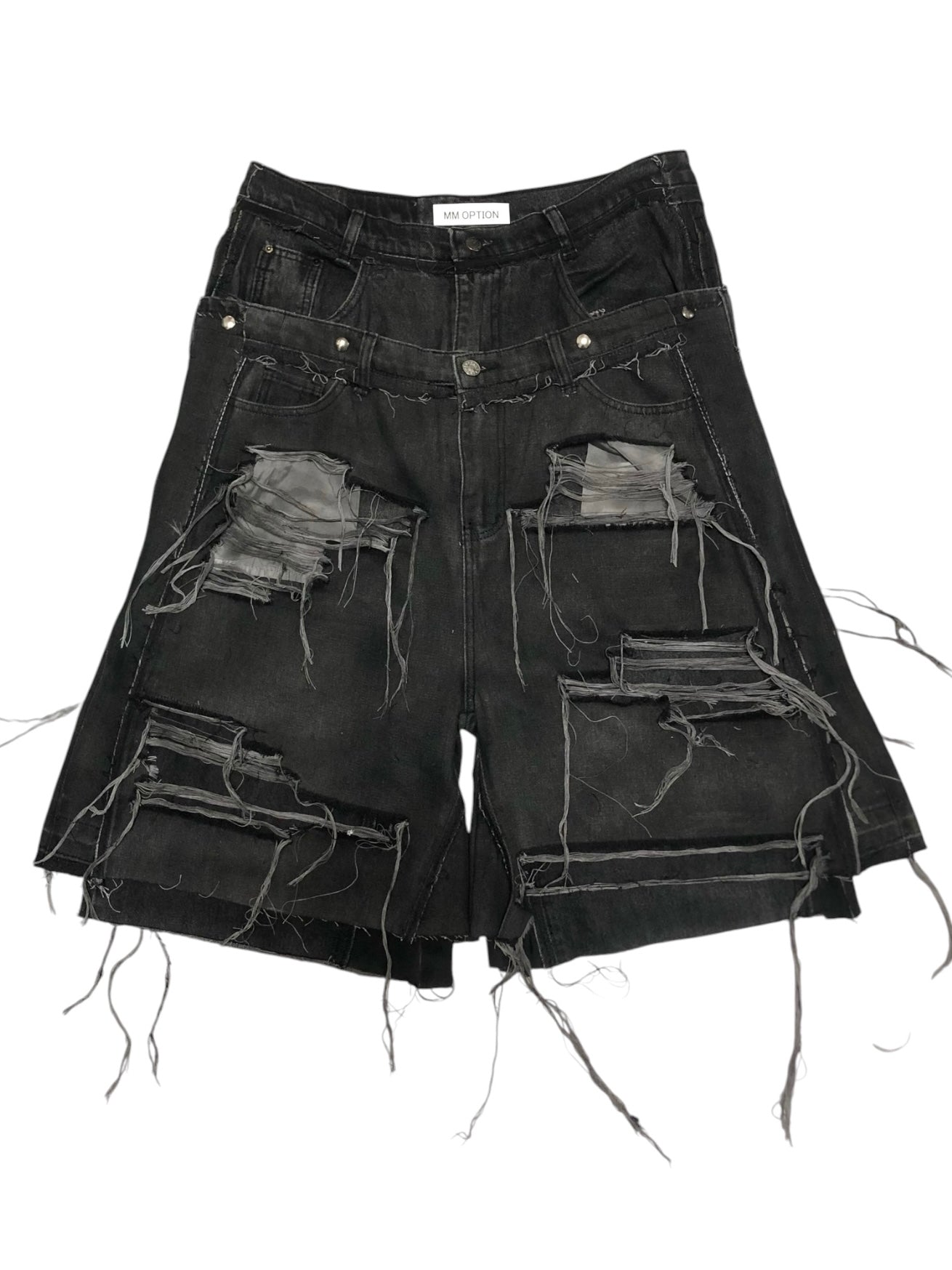 docking half denim Black pants