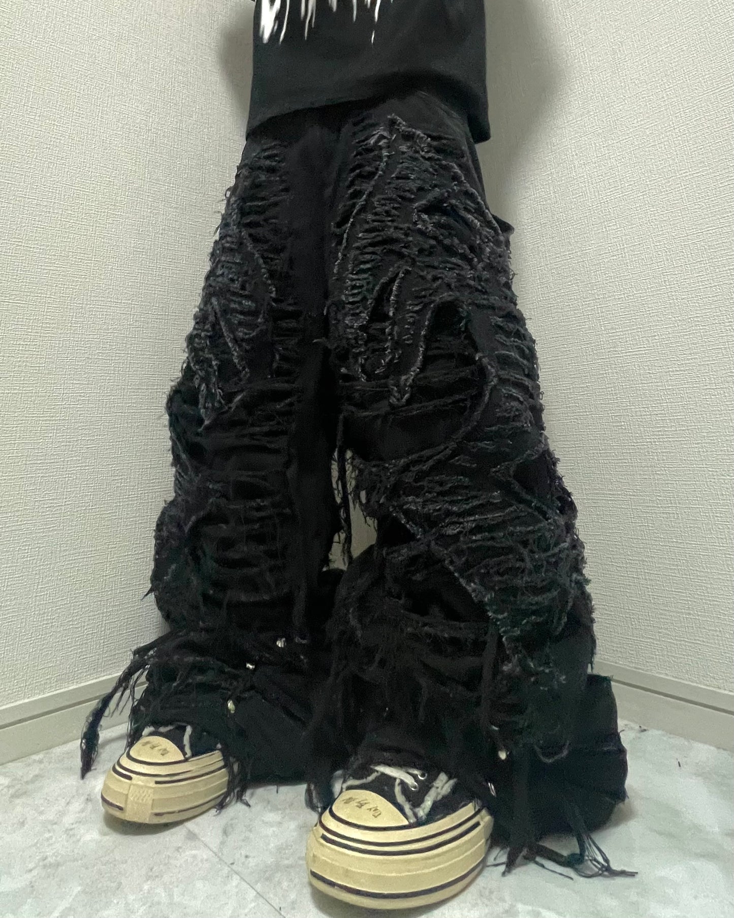 (受注)all damage devil black denim pants