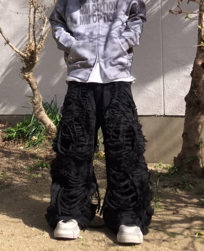 (受注)all damage devil black denim pants