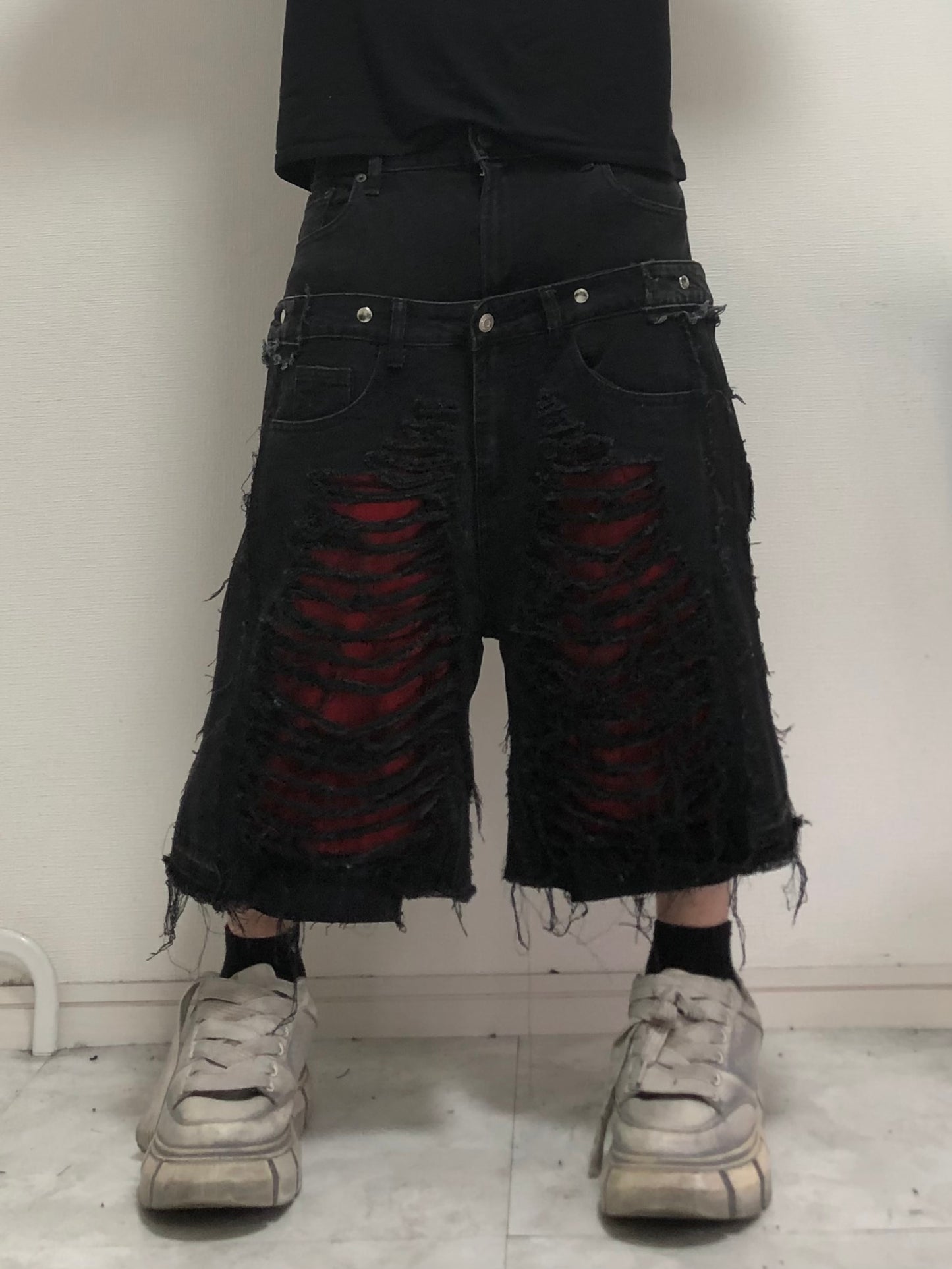 docking death half denim pants