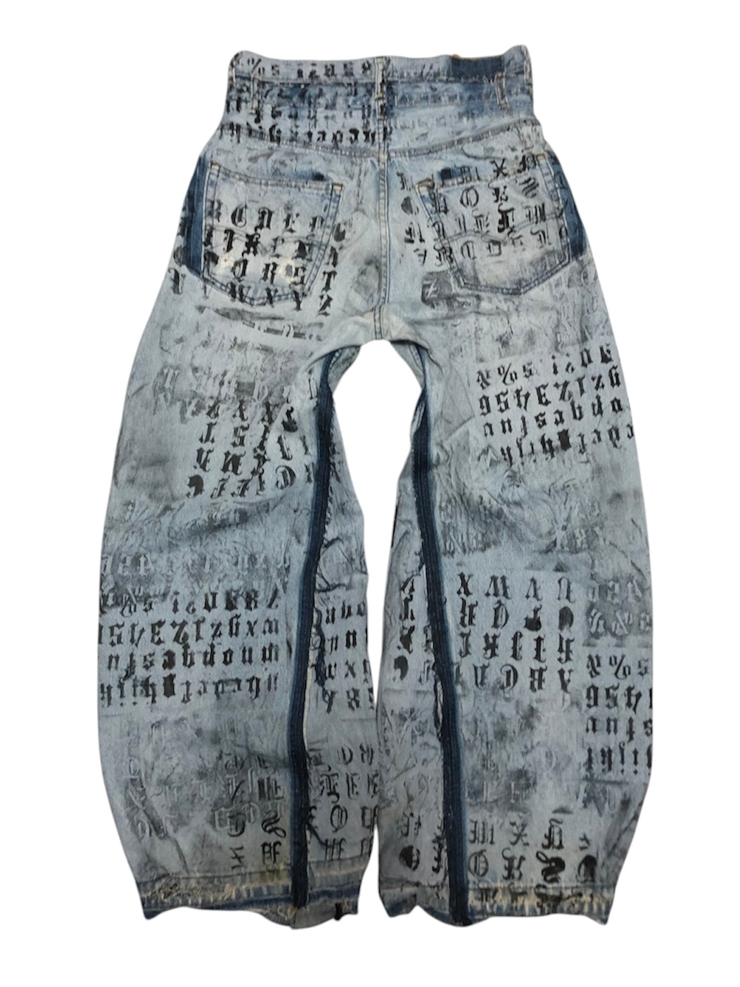 error word denim pants