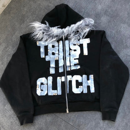 (受注) GLITCH TRUST Fur Hoodie