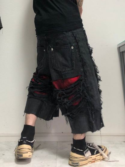 docking death half denim pants