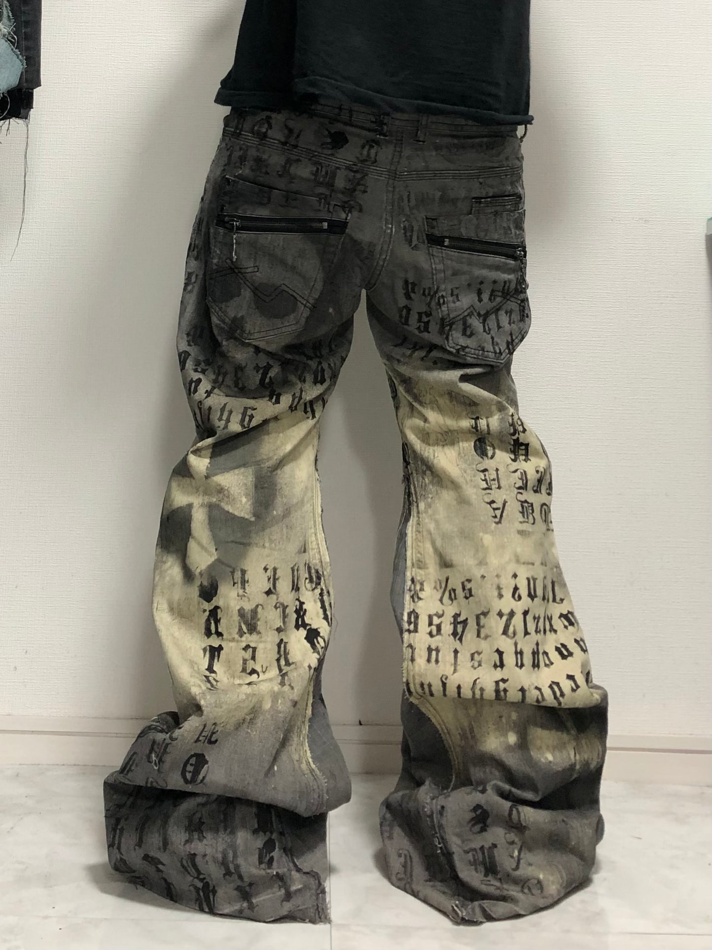 punk error denim pants