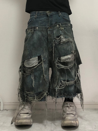 docking half damage denim pants