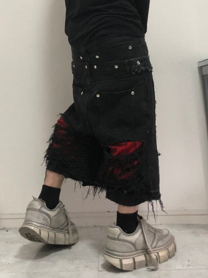 docking death half denim pants
