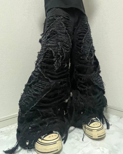 (受注)all damage devil black denim pants