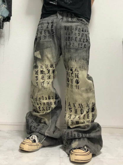 punk error denim pants