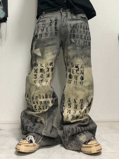 punk error denim pants